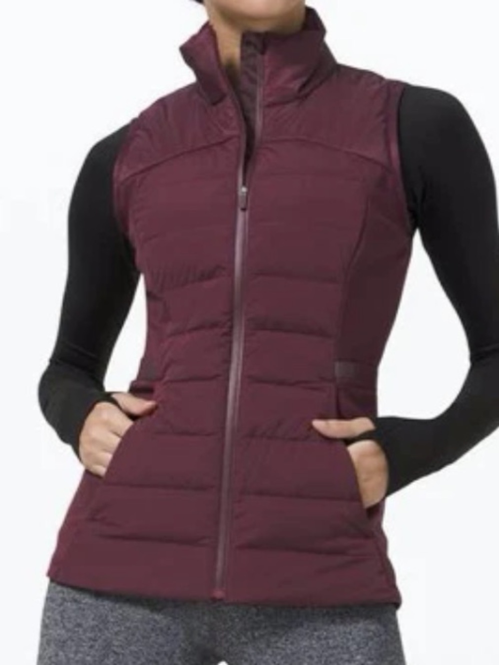 Lululemon Down for It All Vest Sleeveless Down Feather Quilted Vest Burgundy
